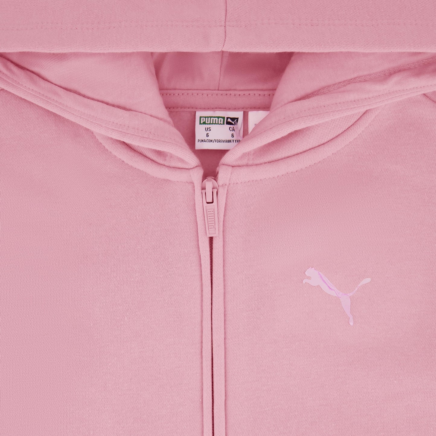 PUMA Girls' Core Logo Zip Up Hoodie, Pale Pink, Medium