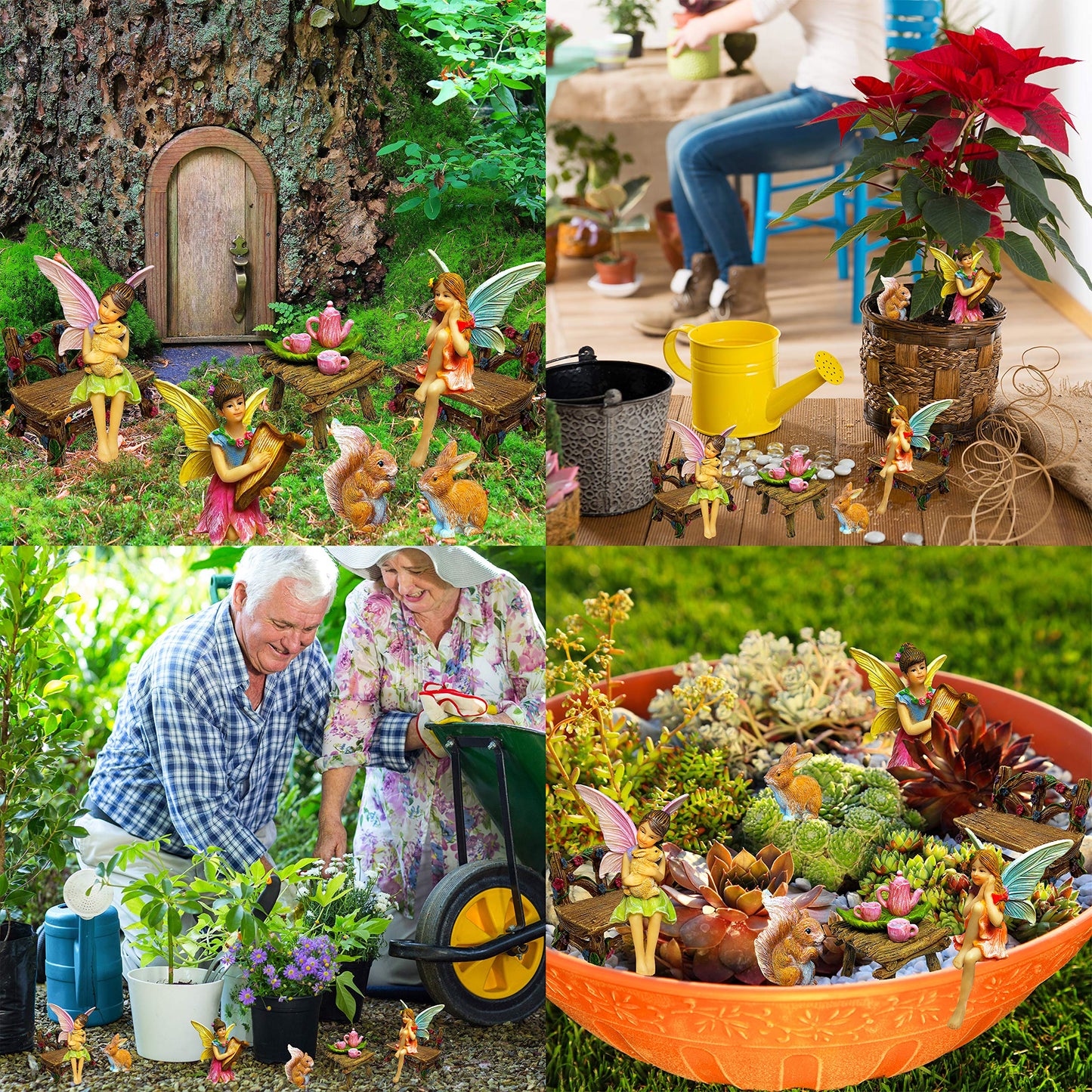 Mood Lab Fairy Garden - Miniature Figurines & Accessories Starter Kit - Fairy Garden Set of 12 pcs - Outdoor or House Decor