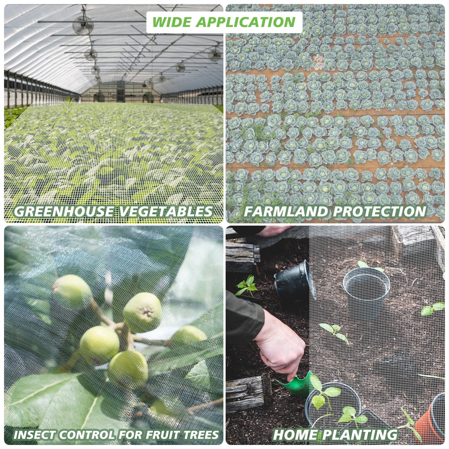 Garden Netting Mosquito Insect Birds Animals Barrier Protection Net Ultra Fine Garden Mesh Netting Plant Covers for Vegetable Plants Fruits Flowers Trees Greenhouse Row Cover(10×50 Ft)