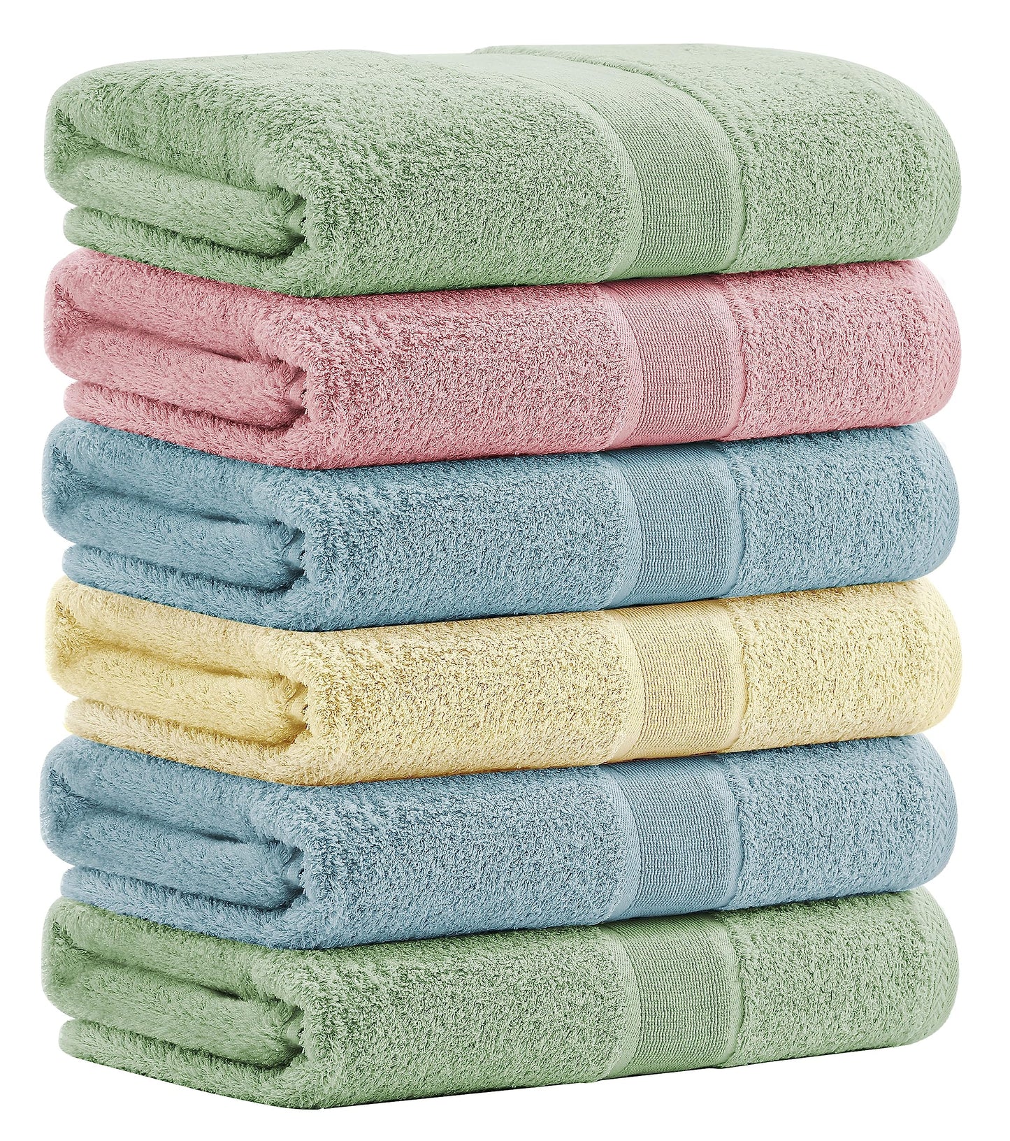 Aibaser Towels- Viscose Made from Bamboo Cotton Bath Towels-27x54inch - Natural, Ultra Absorbent Towels for Bathroom (6 Piece Set)