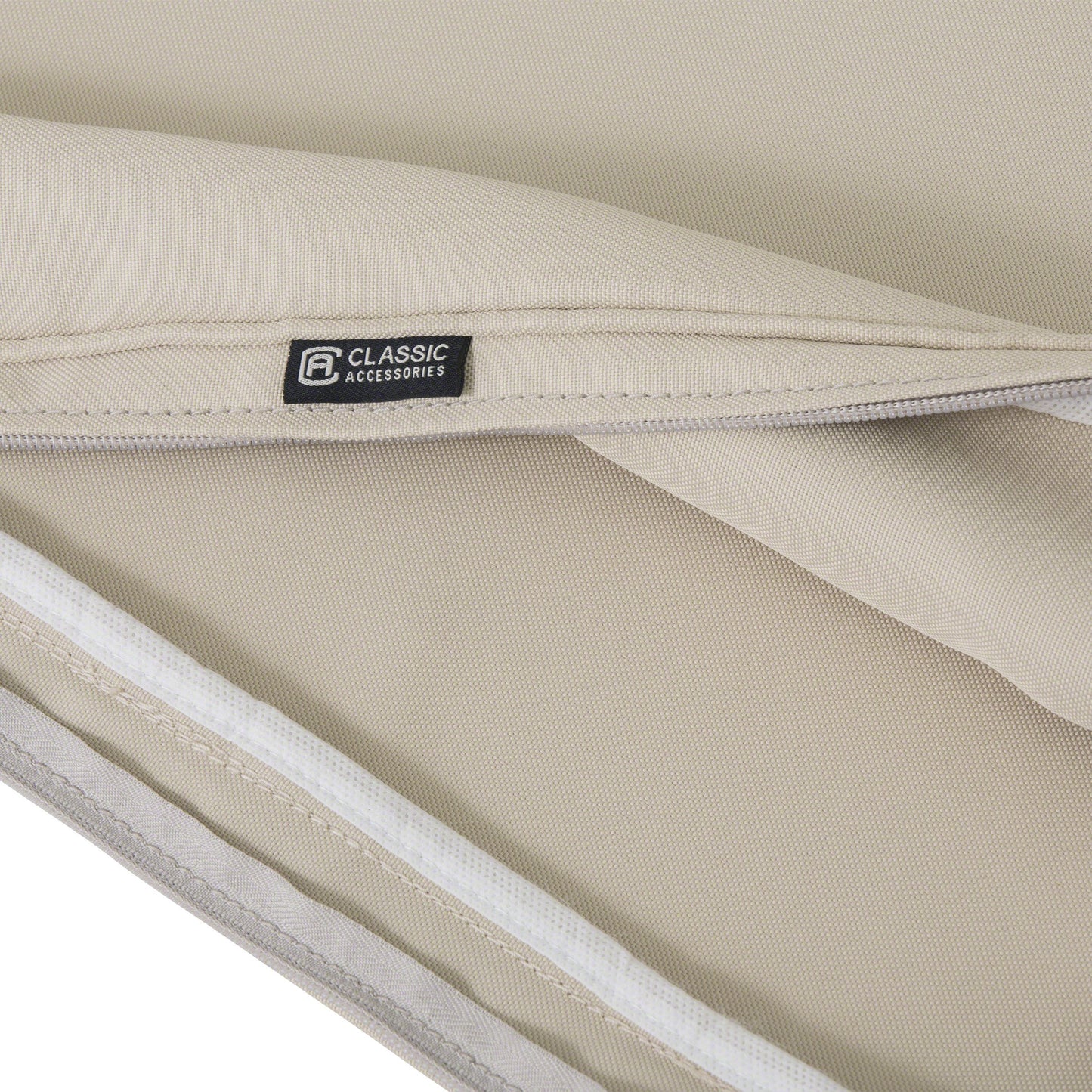 Classic Accessories 60-022-010301-RT Montlake Patio Seat Cushion Slip Cover, Antique Beige, 25" x 27" x 5" Thick