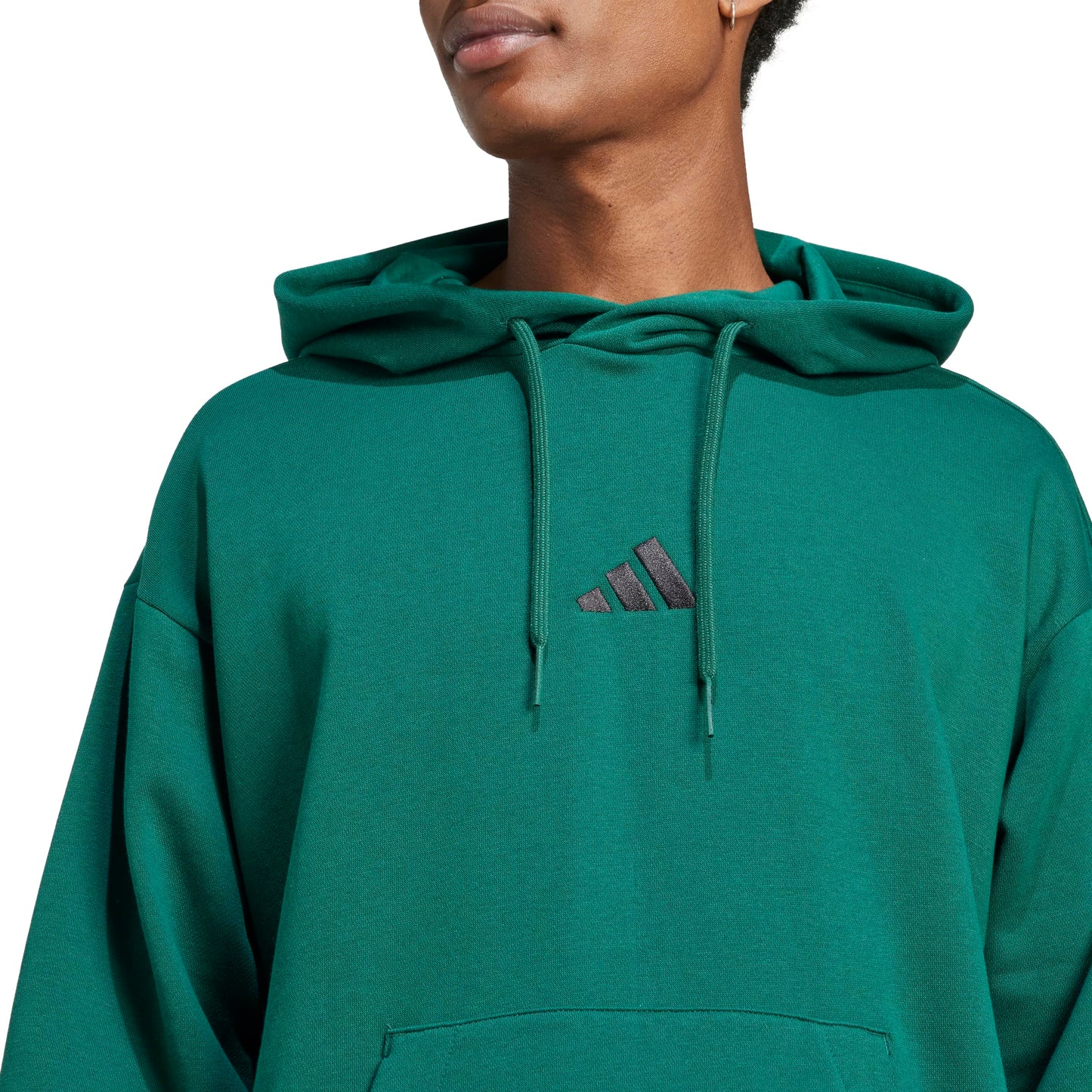 adidas Men's Essentials Feel Cozy Fleece Hoodie, Collegiate Green/Black, Medium