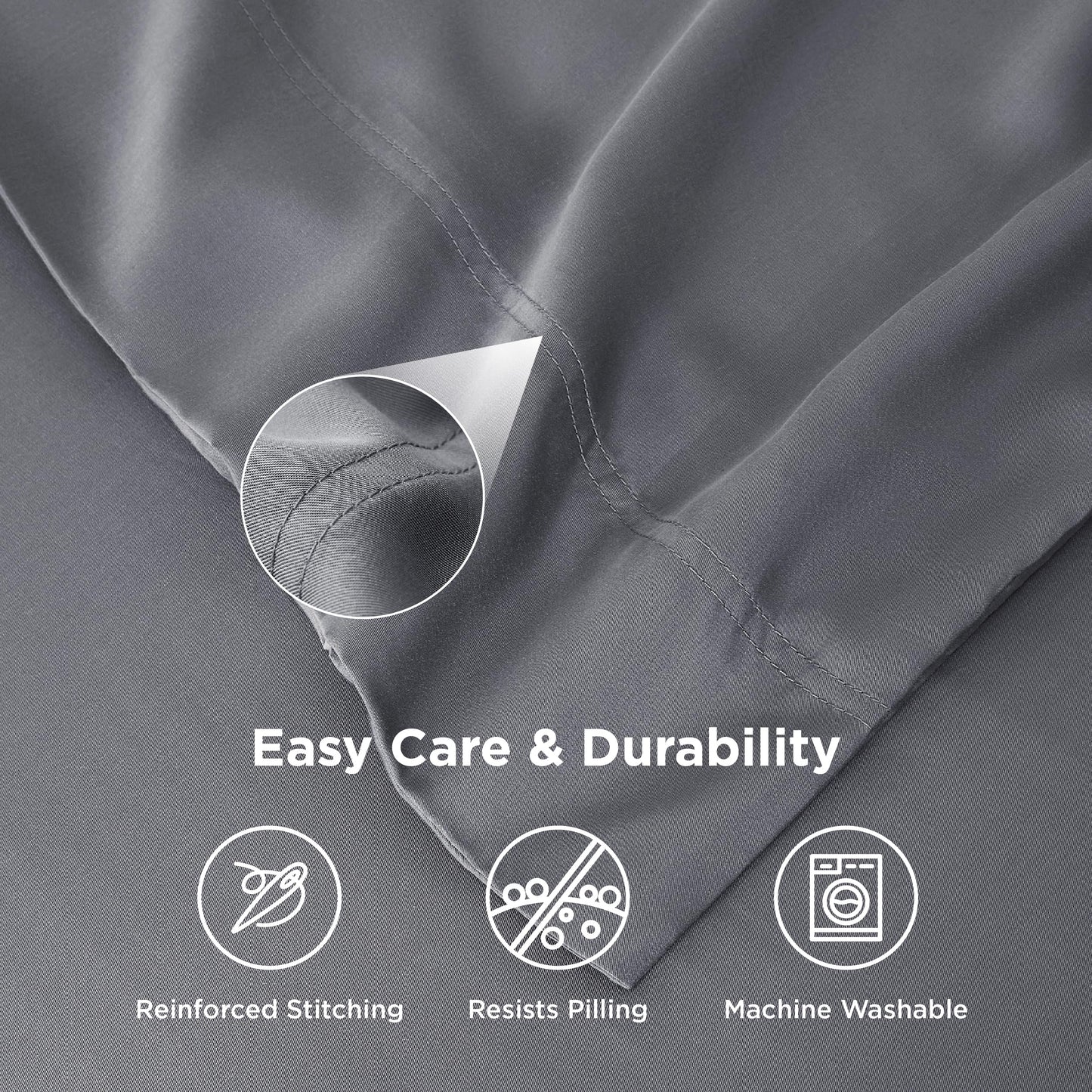 Bedsure King Size Pillow Cases 2 Pack, Rayon Derived from Bamboo Cooling Pillowcase for Hot Sleepers, Soft & Silky Pillow Covers with Envelope Closure, Gifts for Women, Grey, 20x36 Inches