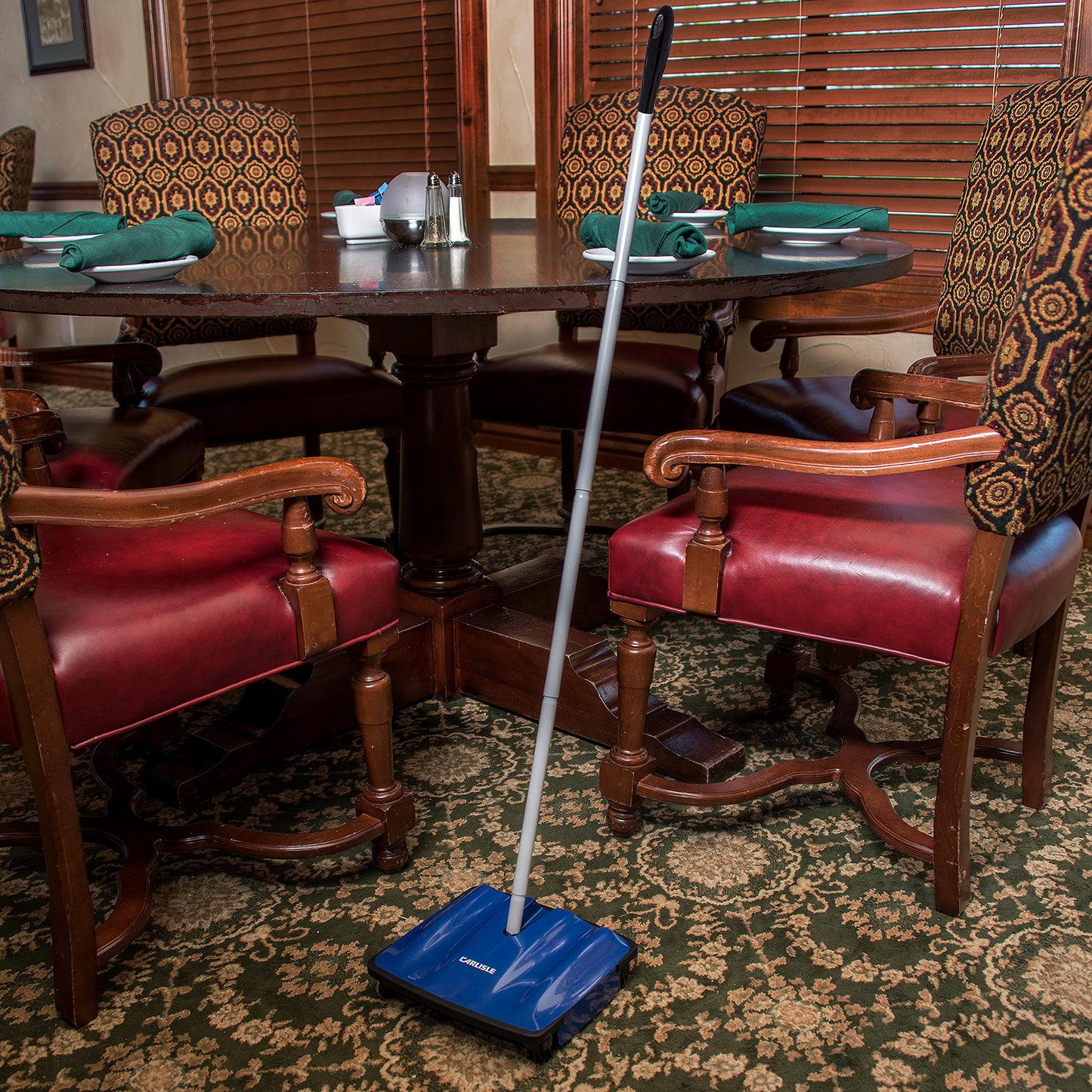 Carlisle FoodService Products Duo-Sweep Plastic Floor Sweeper, Surface Sweeper for Cleaning, 9.5 Inches, Blue