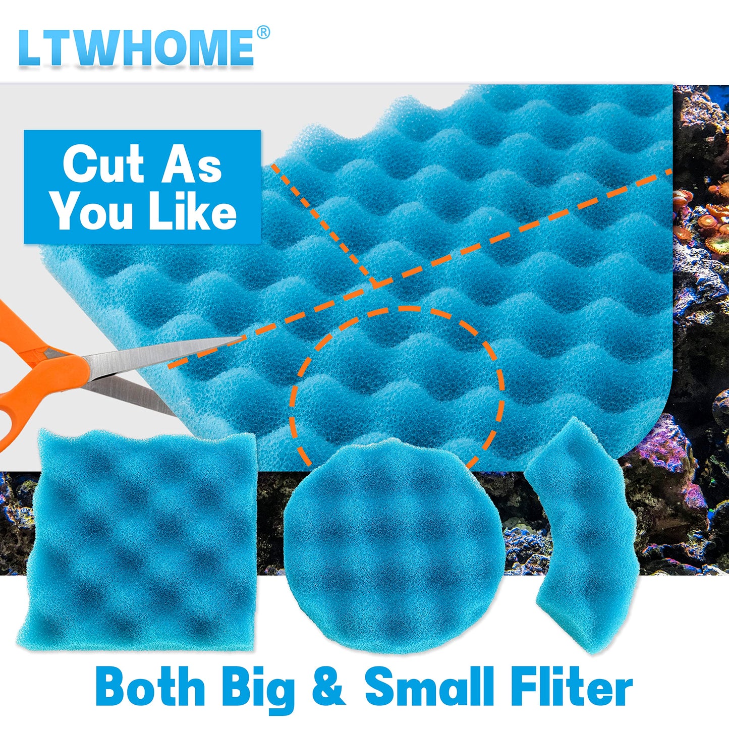 LTWHOME Fish Pond Foam Filter Sponge Set 25-Inch X 18-Inch Media(Pack of 1 Set)