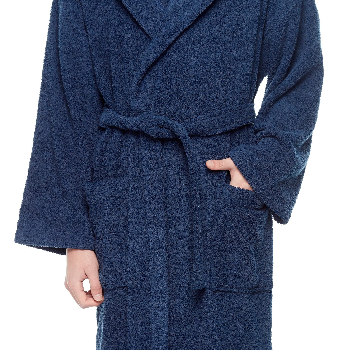 Arus Men's Hooded Classic Bathrobe Turkish Cotton Robe with Full Length Options (XXL,N.Blue)
