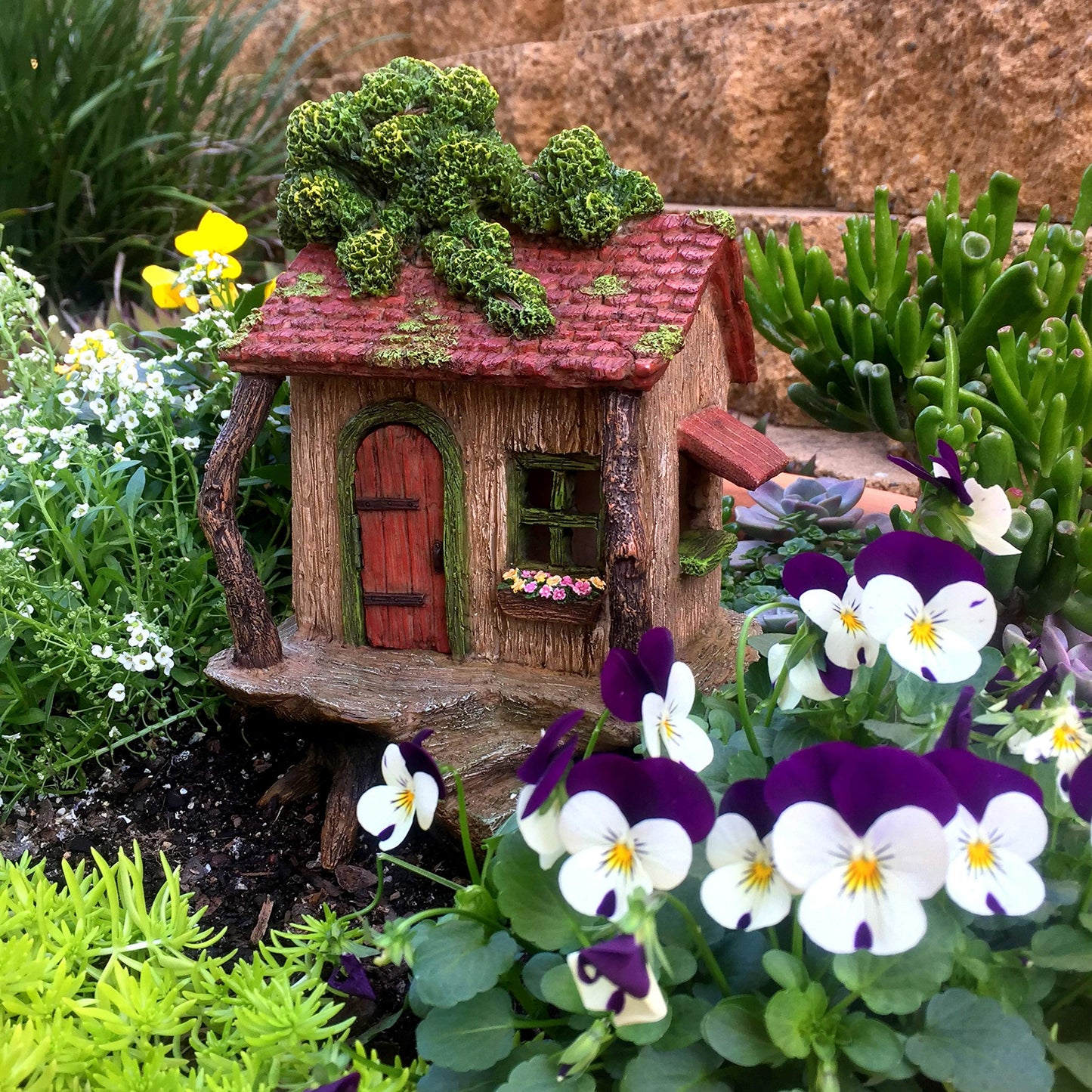 PRETMANNS Fairy Garden House – Fairy House for Outside – 9” High with Door That Opens – Sturdy Fairy Garden Building – Lovely Miniature Garden Accessories Supplies