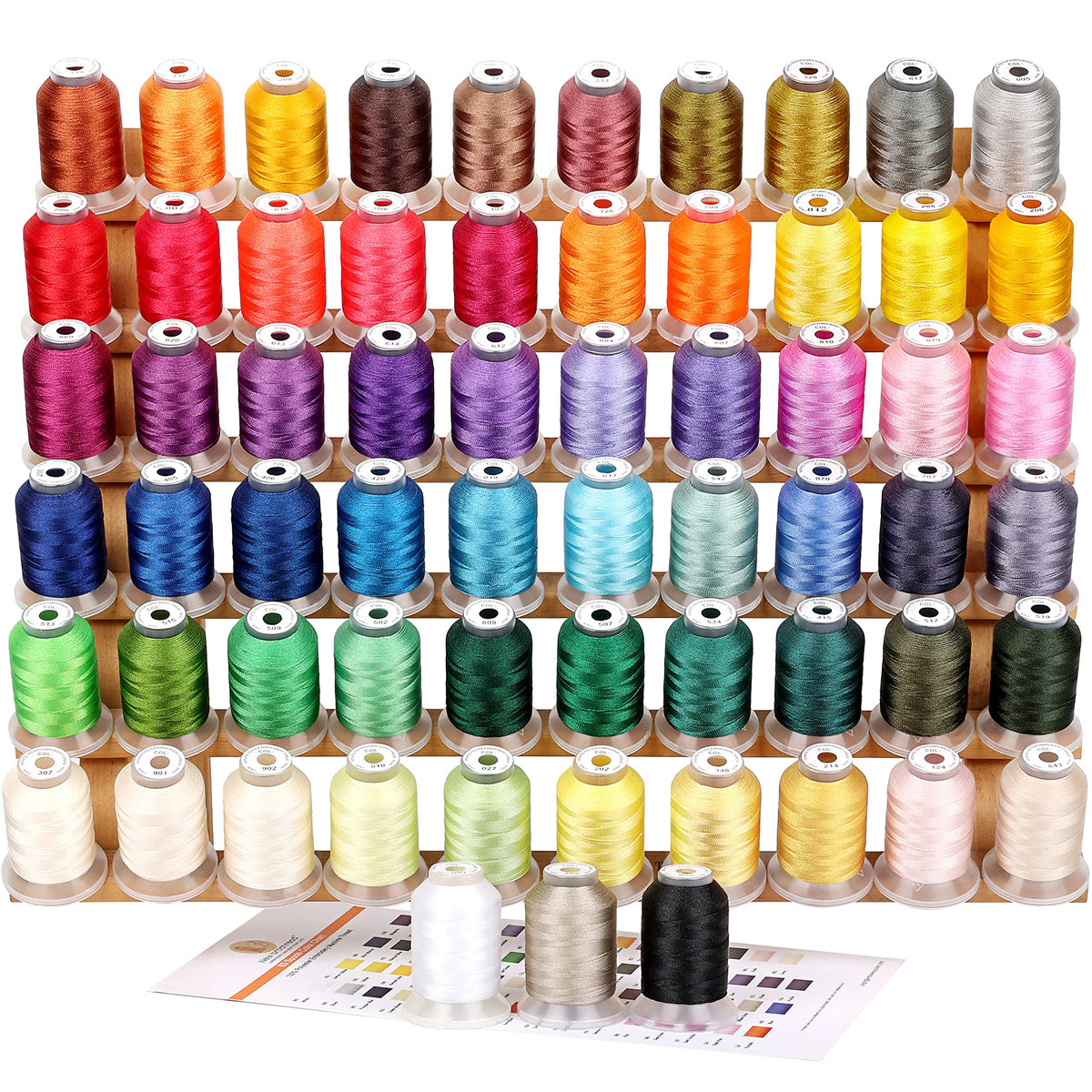 63 Spools Polyester Machine Embroidery Thread Kit 500M Compatible with Brother Colors