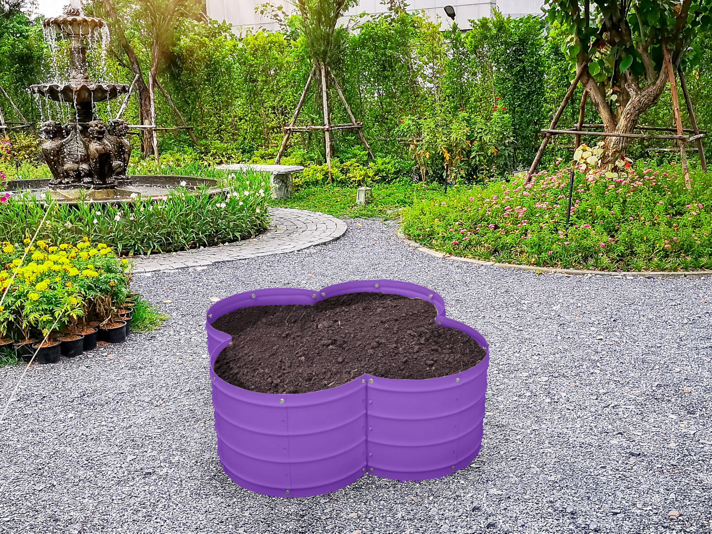 Plant & Plot Galvanized Raised Garden Beds Outdoor // 3×3×1 ft Planter Raised Beds for Gardening, Vegetables, Flowers // Large Metal Garden Box (Purple) // Patented Tool-Free Design
