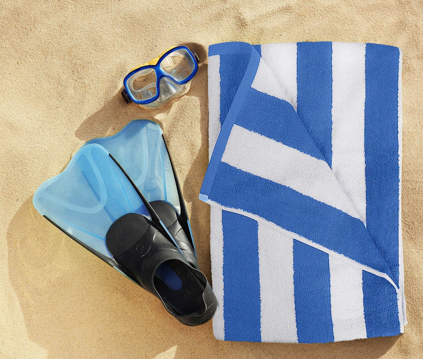 Utopia Towels 4 Pack Cabana Stripe Beach Towels (30x60 inches) - 100% Ring Spun Cotton Large Pool Towels, Soft and Quick Dry Swim Towels (Blue)
