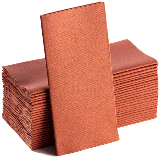 50 Pack - Terracotta Napkins | Linen Feel Guest Disposable Cloth Like Paper Dinner Napkins | Hand Towels | Soft, Absorbent, Paper Hand Napkins for Kitchen,Parties,Weddings,Dinners Or Events