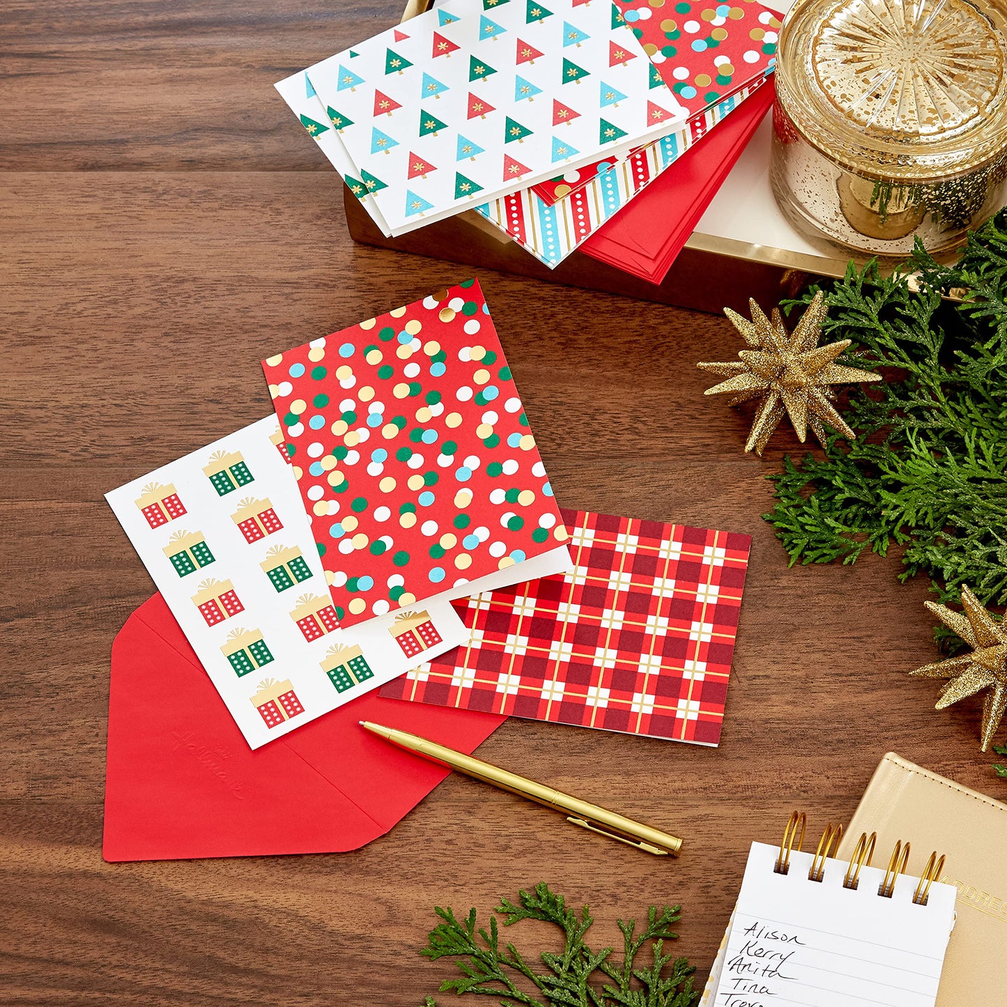 Hallmark Blank Cards, Boxed Christmas Cards Assortment (Christmas Lights & Presents, 24 Cards and Envelopes)