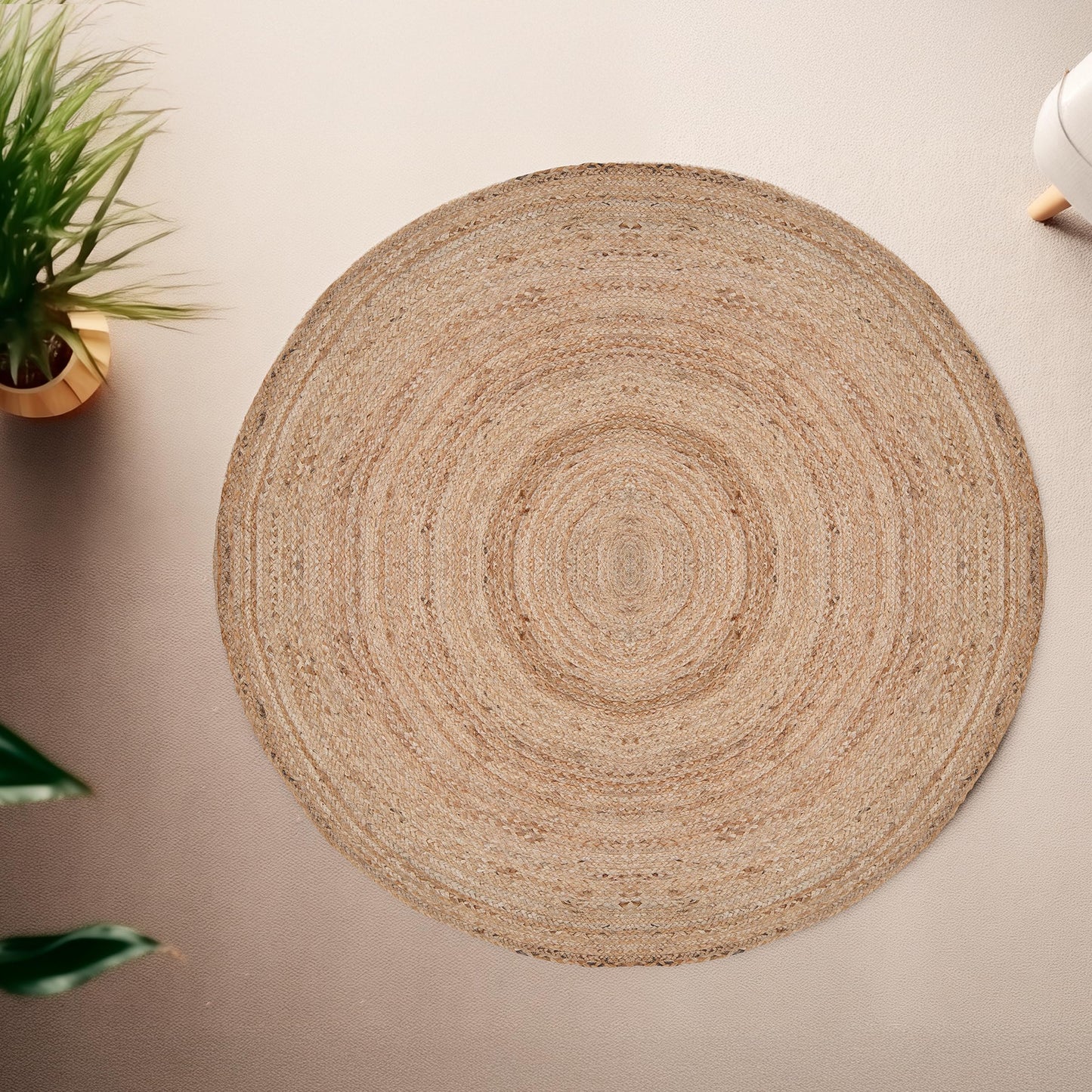 Craft Trade Round Jute Area Rug for Living Room Bedroom Outdoor Boho Small Hallway Indoor Braided Woven Reversible Floor Rag Rugs 3 Ft Natural