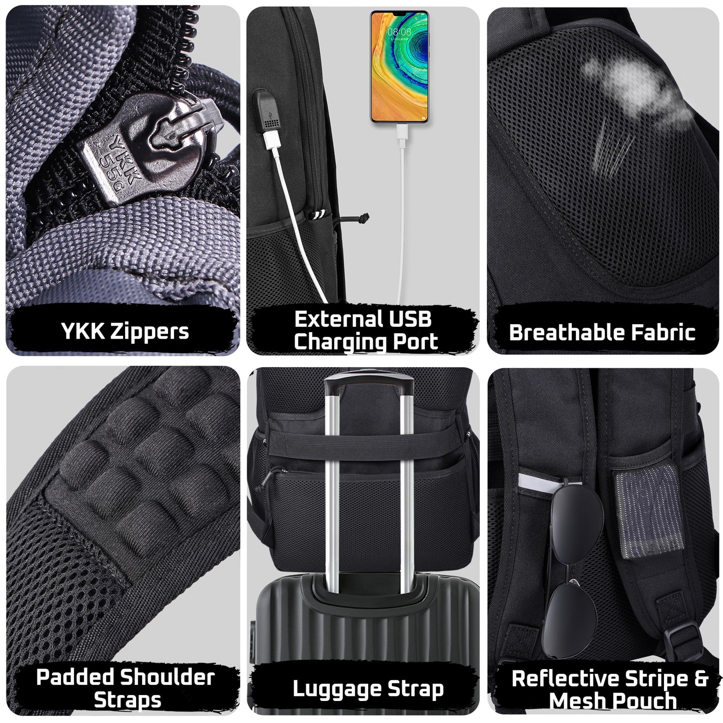 MOZETO Laptop Lunch Backpack for Men, Tactical Inspired Utility Anti-Theft Waterproof 17inch Laptop Work Bag with Cooler Compartment Lunchbox